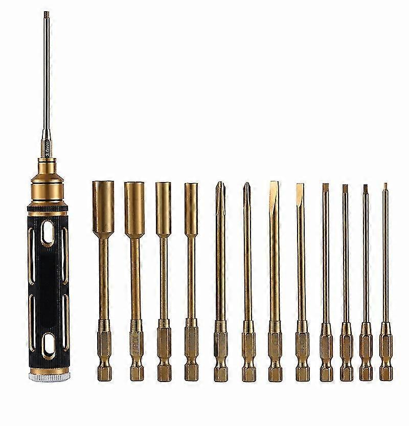 12Pcs 1.5/2/2.5/3/4/5.5mm Hexagonal Phillips Slotted Screwdriver Nut Driver Tool Set for RC Model
