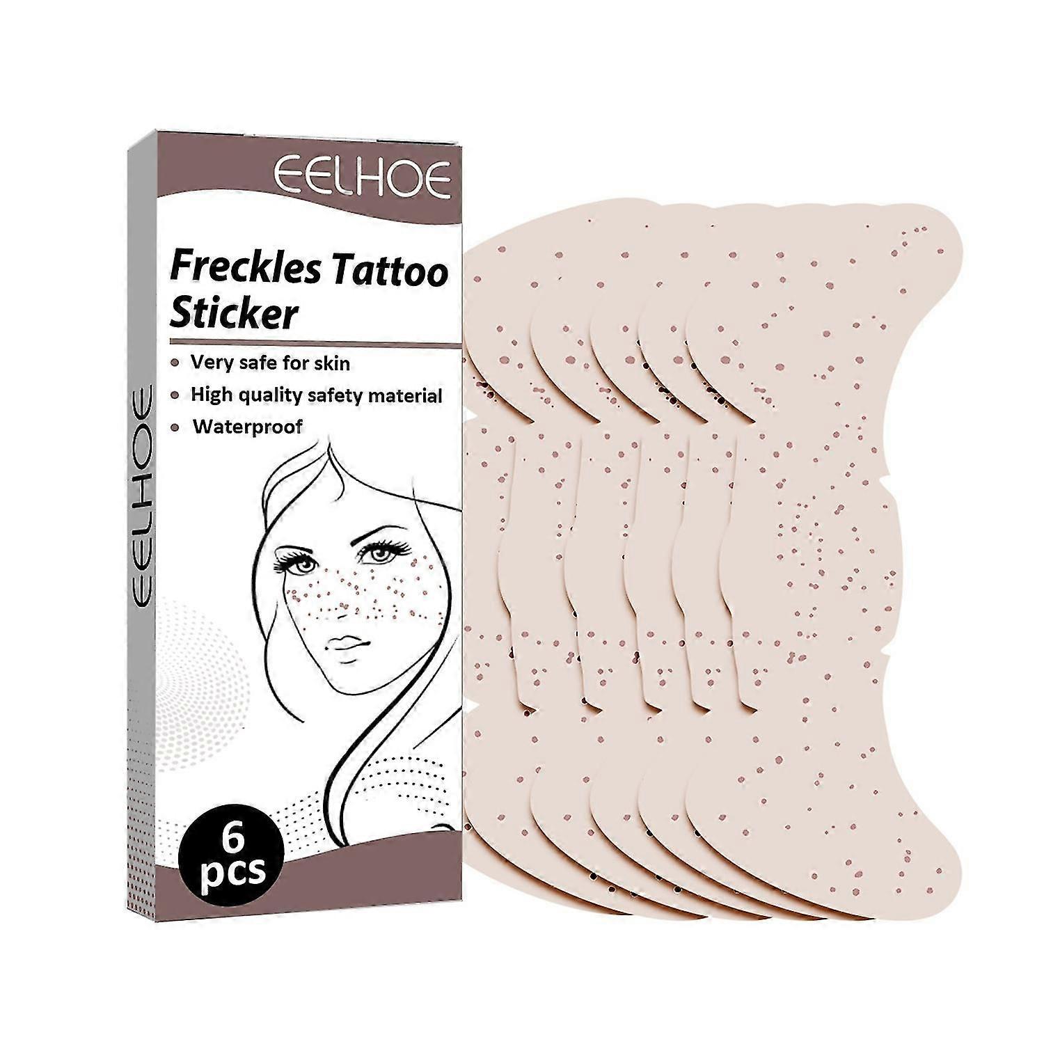 EELHOE 6 Sheets Waterproof Freckles Patch Tattoos Face T-attoo Stickers