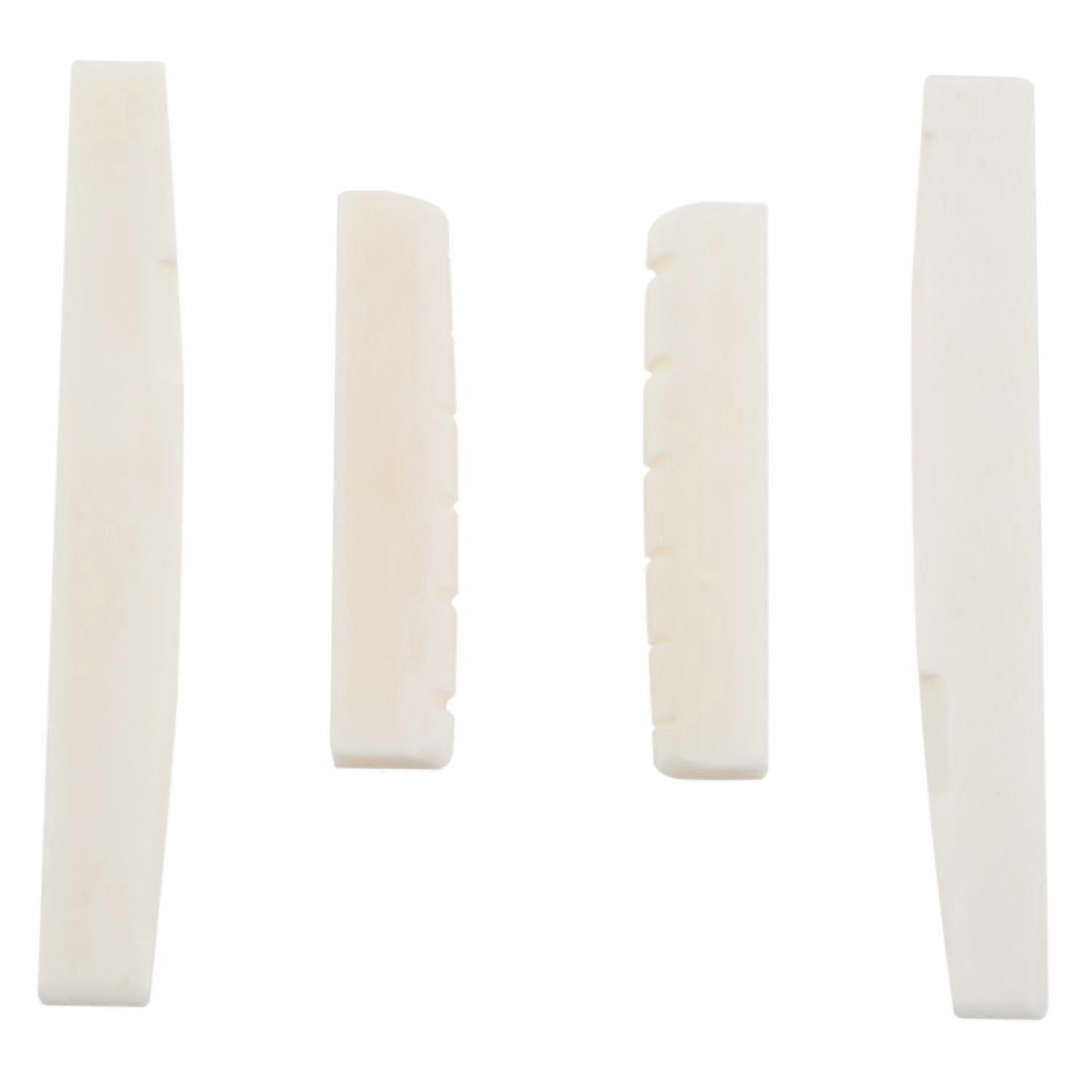 2 Sets of 4pcs 6 String Acoustic Guitar Bone Bridge Saddle and Nut Made of Real Bone
