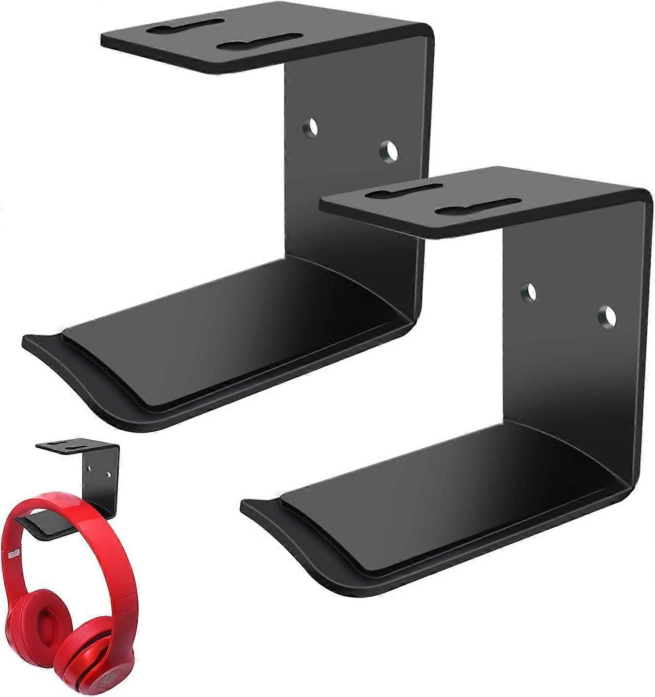 Headphone Stand 2 Pieces Headset Holder Earphone Hook Headset Stand Holder with Strong Adhesive, Headphone Hook for Gaming Headphones, Cables and Con