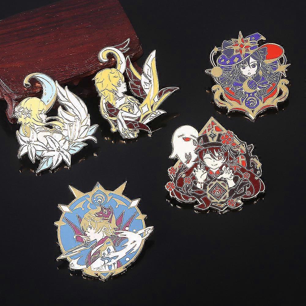 Anime Genshin Impact Wendi Tartaglia Pins Brosje Ganyu Keqing Xiao Lumine Figur Emalje Badge Brosjer Lapel Pin smykker gave