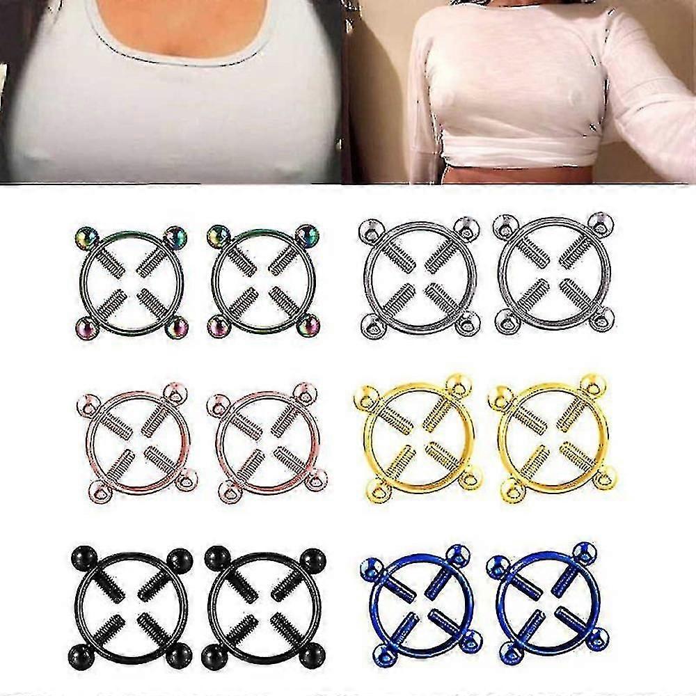 青2pcs偽の乳首リングノンピアス胸の爪ねじりシールドステンレス鋼クランプ大人のゲーム女性セクシーボディジュエリーギフト