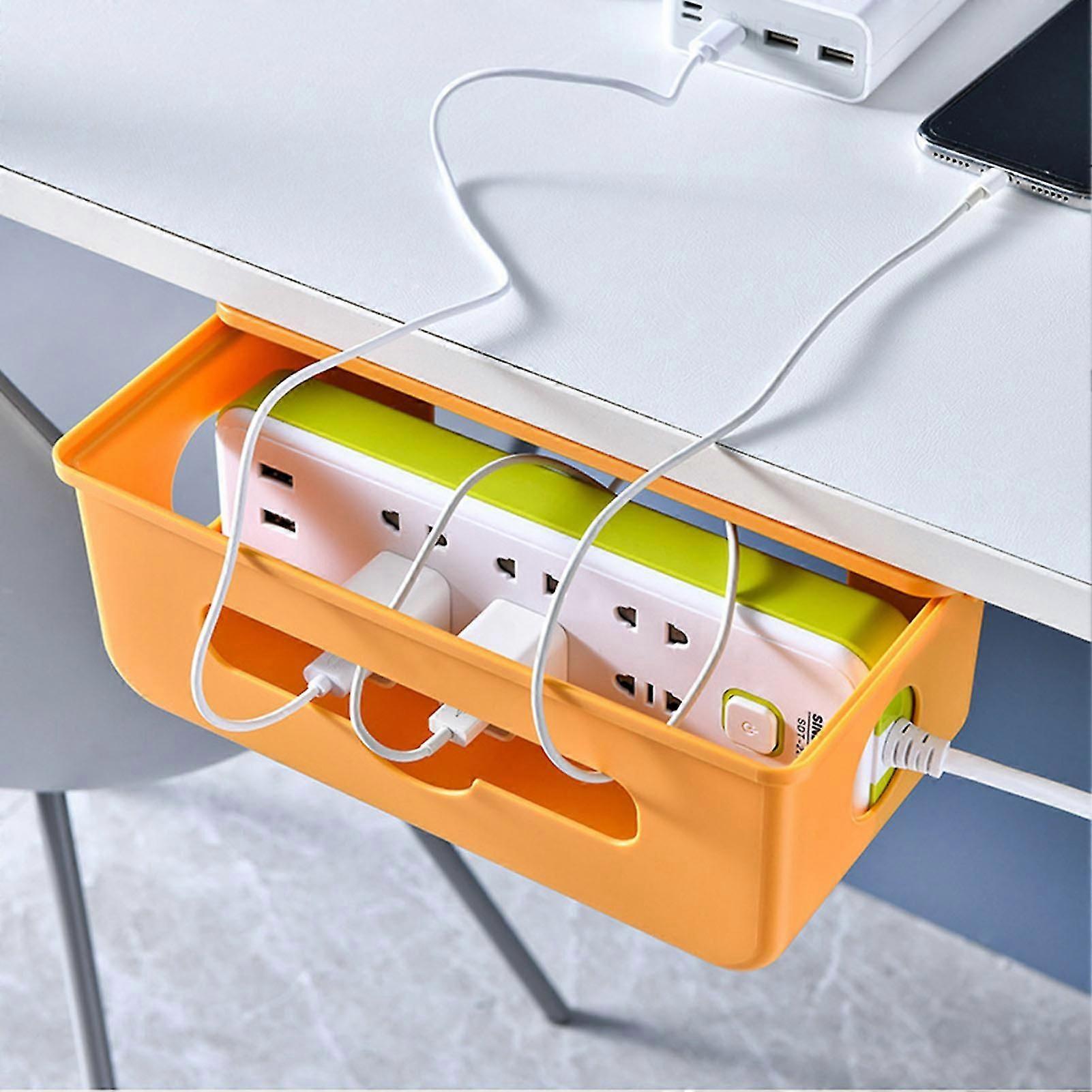 Cable Management Box Under Desk Hidden Organizer for Desktop Home Office