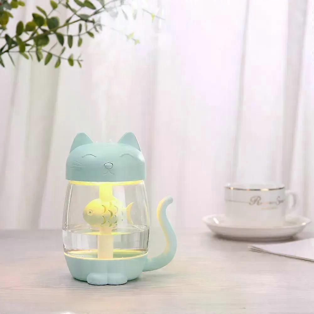 350Ml Cat Air Humidifier With Color Led Light Ultrasonic 3 In 1 Adorable Cat Eat Fish Humidificador Usb Aroma Diffuser Fogger