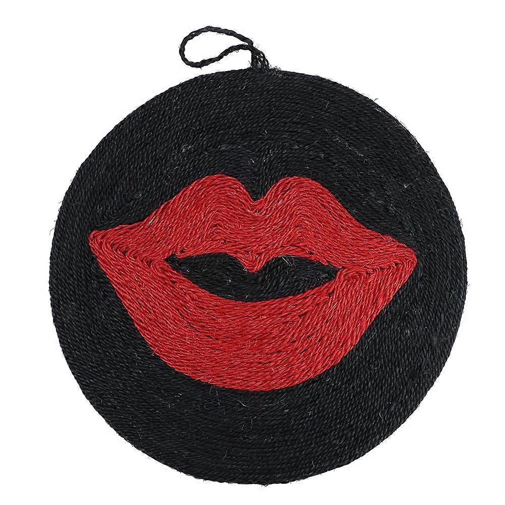 Round Sisal Board Cat Scratching Pad - Durable Lip Pattern Pet Scratcher Mat for Indoor Play and Relaxation