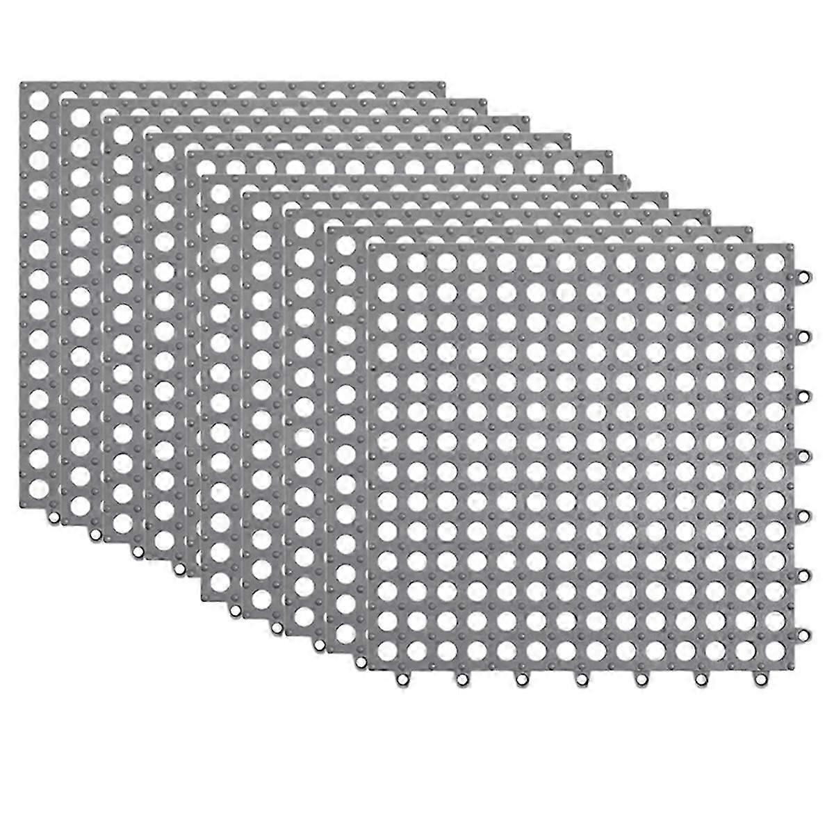 Non-Slip Floor Tiles - Soft Splicing Shower Mat for Bathroom, Deck, Pool, Patio, and Outdoor Drain Cushion Mat Gray