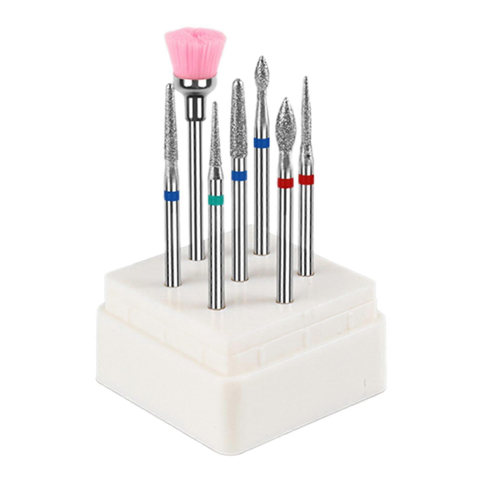 7 Pieces Nail Drill Bits Compact Electric Efile Nail File Bits for Polishing