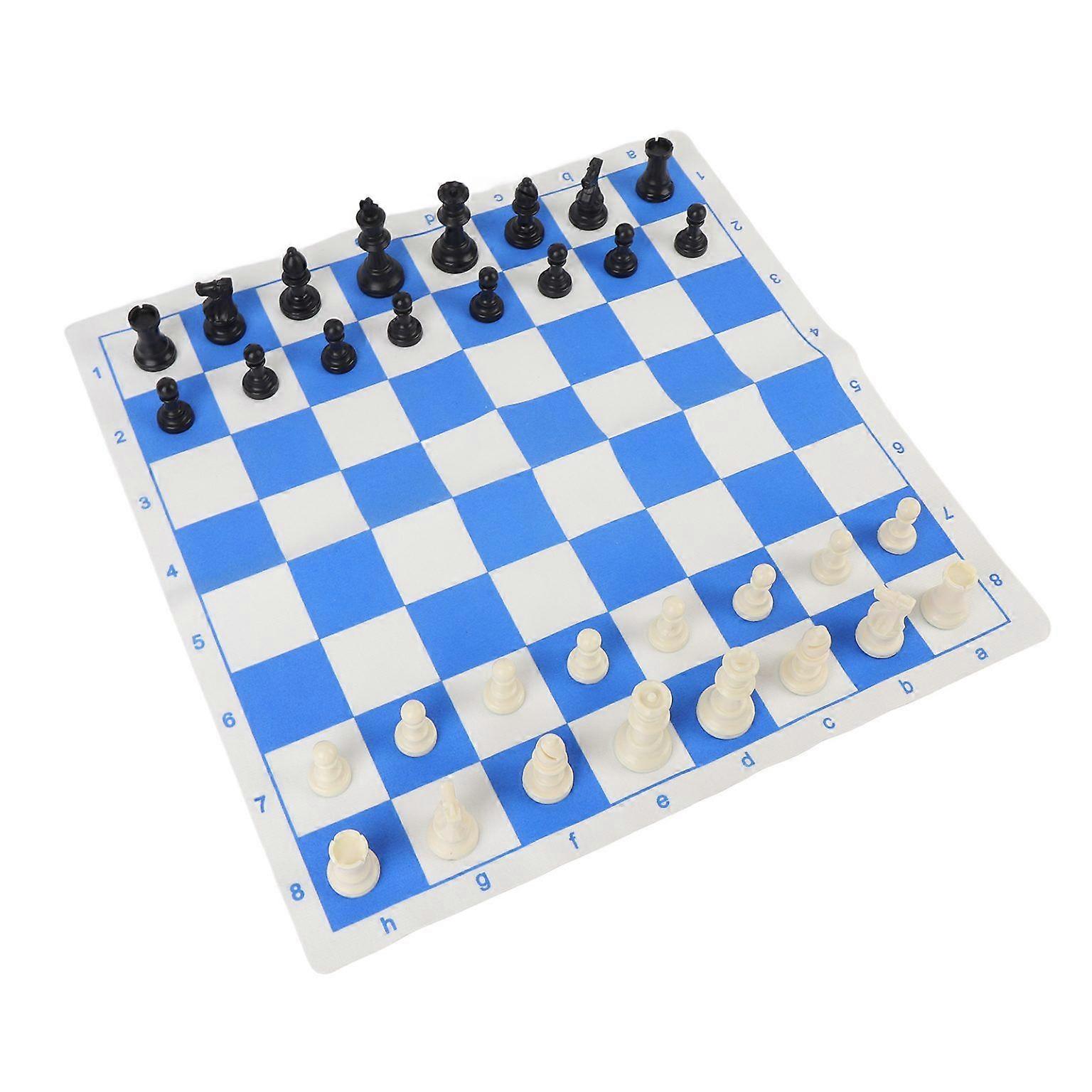 42cm Blue and White Chess and Checker Mat Set