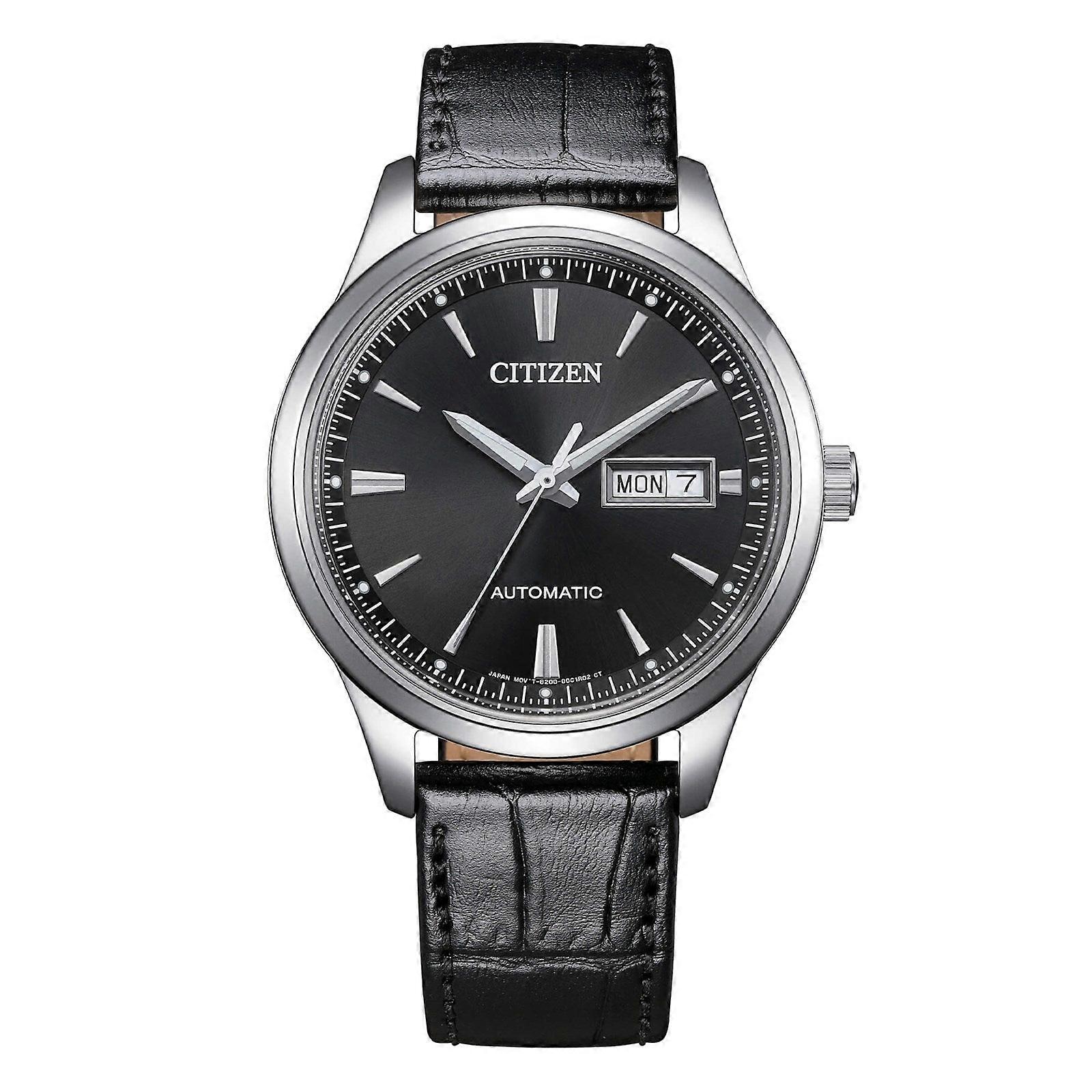 Citizen Ny4058-01e Automatic Men's Watch - Black Dial, Leather Strap