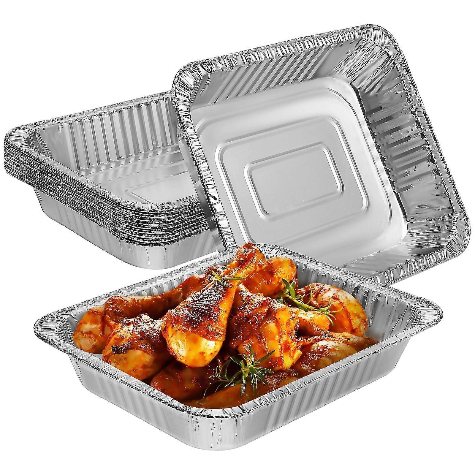 10pcs Aluminum Foil Pans Roasting Deep Foil Pans Disposable Aluminum Food Heating Tray Food Prep Dishes