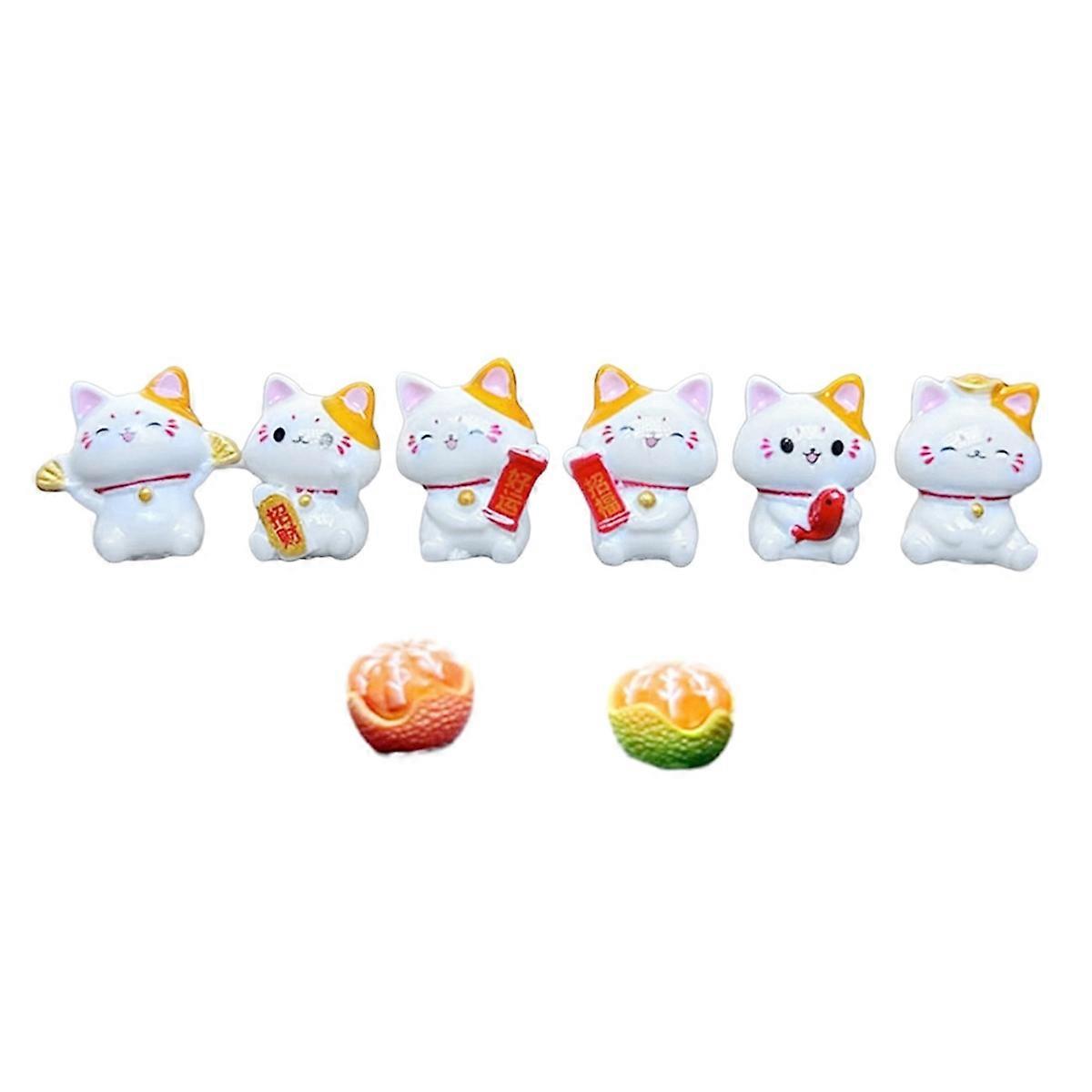 Lucky Cats Ornaments Wealth Cats 8Pcs Figurines Set for Desktop
