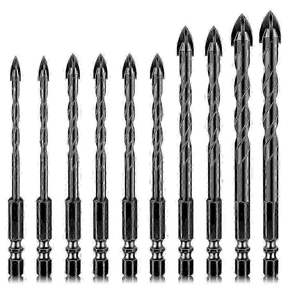 10 Pcs Masonry Drill Bits, Concrete Drill Bit Set for Tile, Brick, Glass, Plastic and Wood