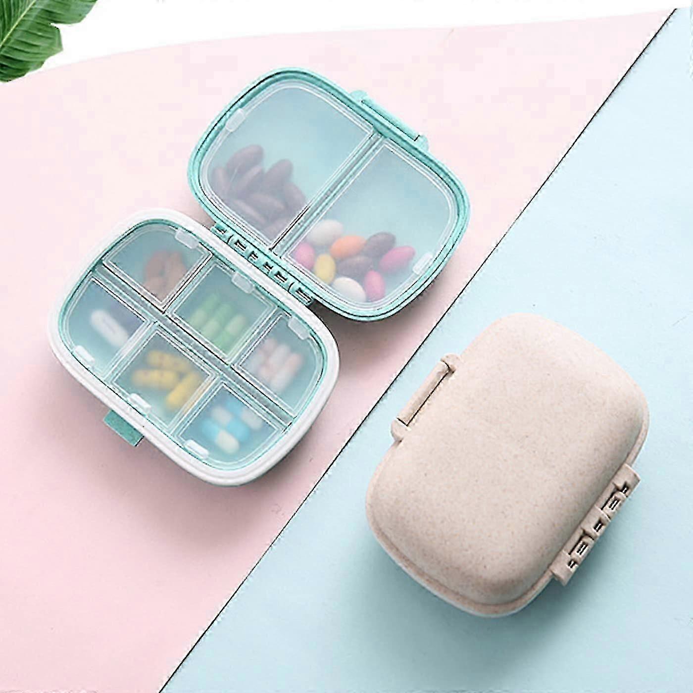For Pill Boxes, Medicine Box, 2 PCS Daily Pocket Pill Box, Wheat Straw Material, Removable Compartments