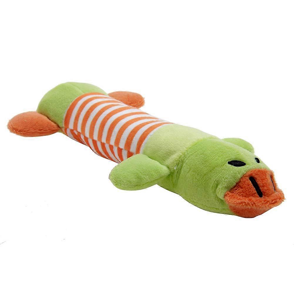 Squeaky Interactive Plush Duck Toy for Dogs and Cats, Bite-Resistant Molar Chew Toy in Green