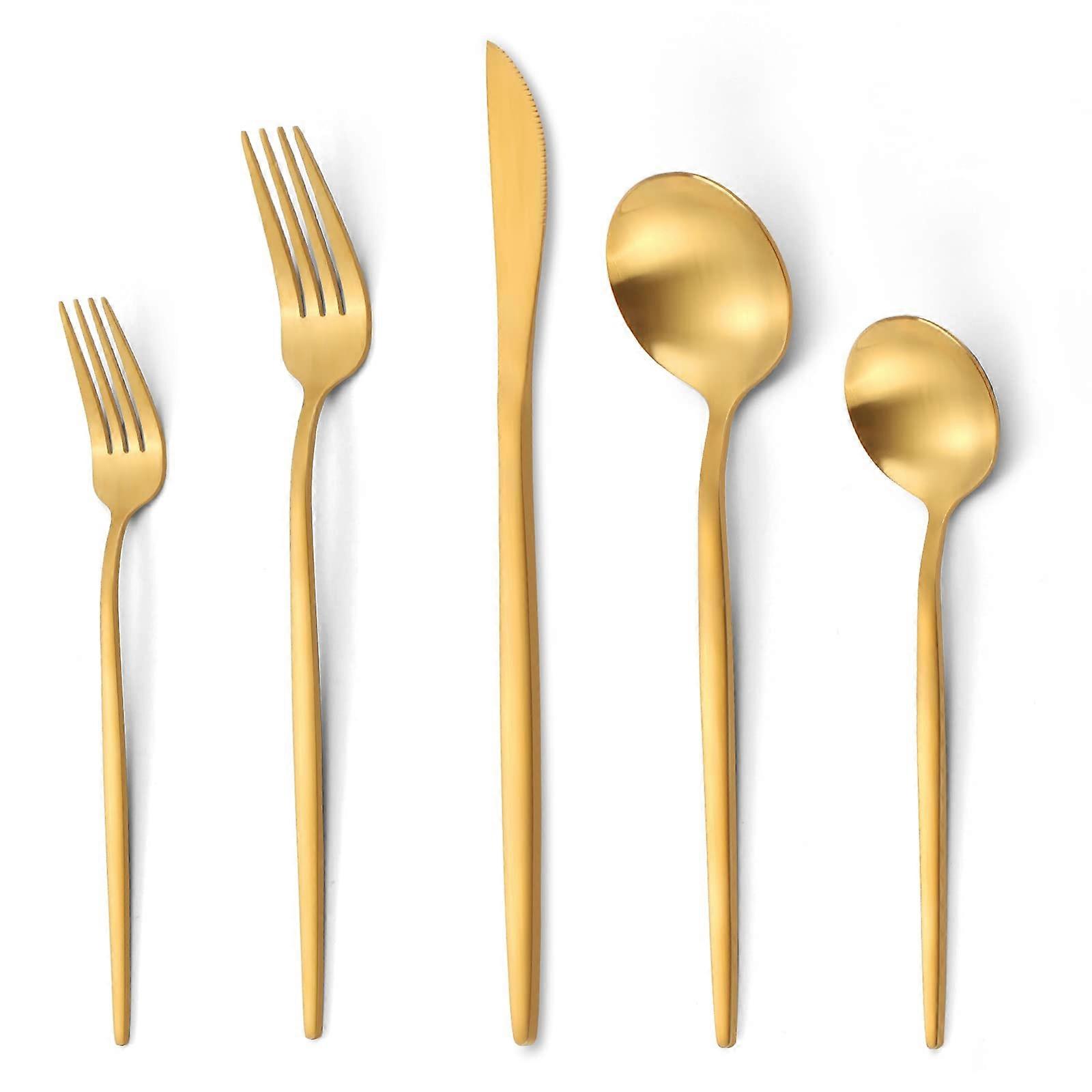 20 Pieces Silverware Set Matte Gold for Kitchen Dining Service for 4