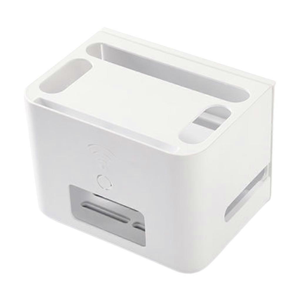 Desktop Wifi Router Storage Box Socket Wire Organizer Box TV Set Top Box Storage Rack Power Strip Hidden Finishing Box White