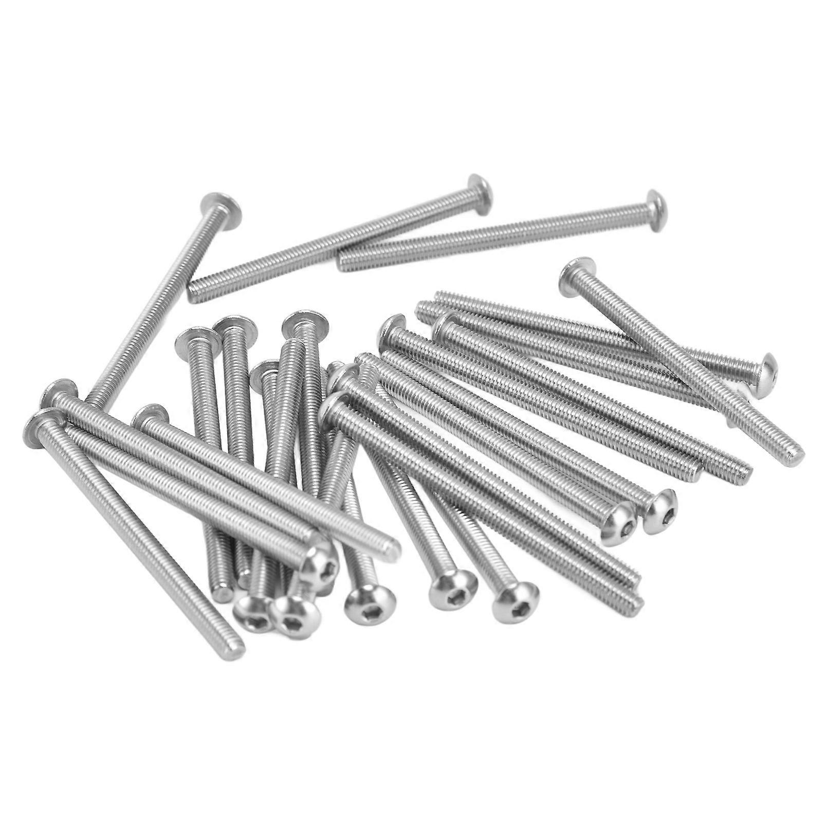 50Pcs M4x0.7 Galvanized Steel Button Head Socket Screws 55mm