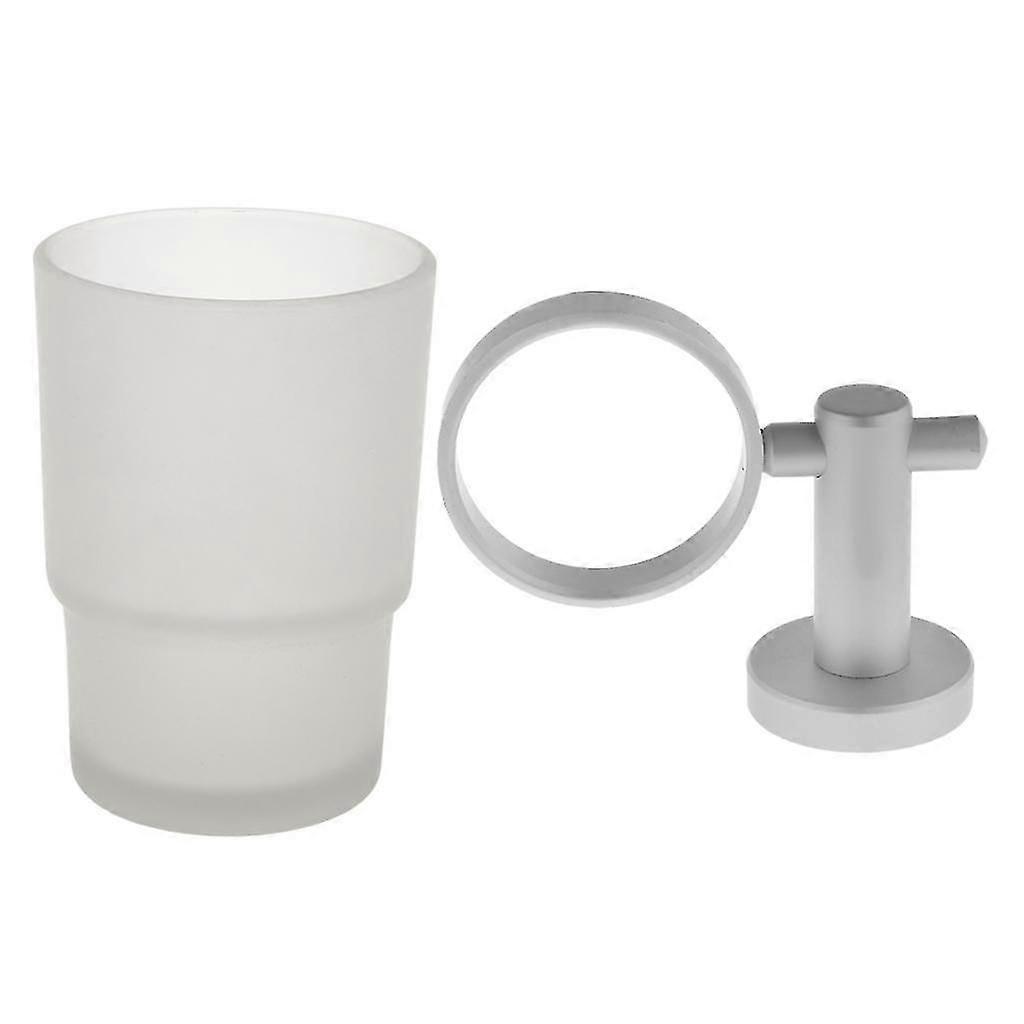 Wall Mount Aluminum Toothbrush Toothpaste Cup Holder Set Stand Rack Shelf