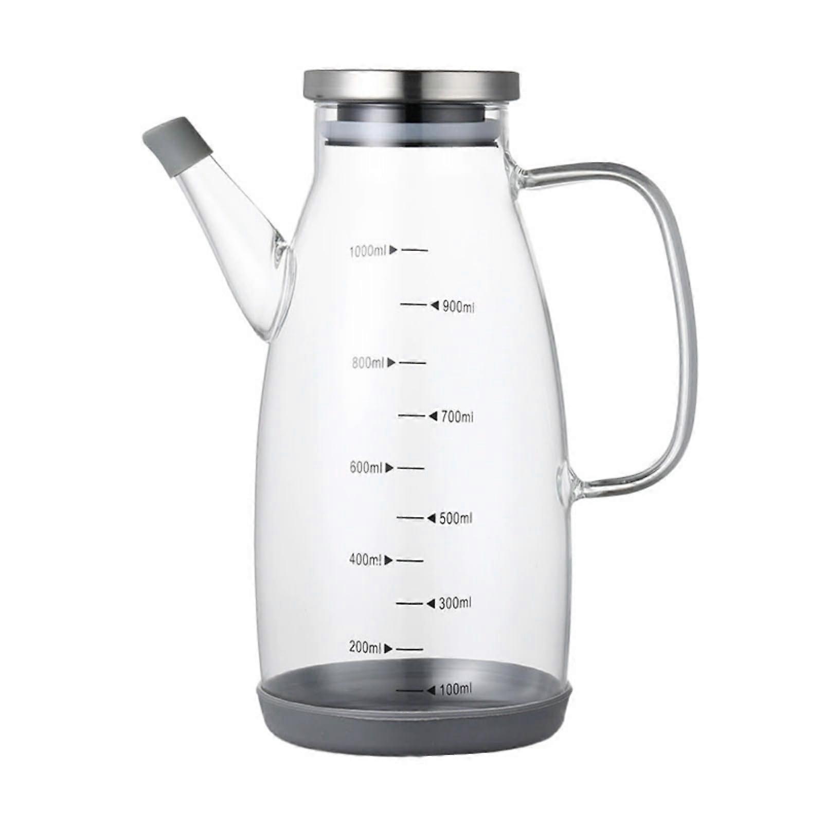 Oil Dispenser Bottle, 20/34oz Olive Oil and Vinegar Dispenser with Lid, No Drip Transparent 1000ML Container