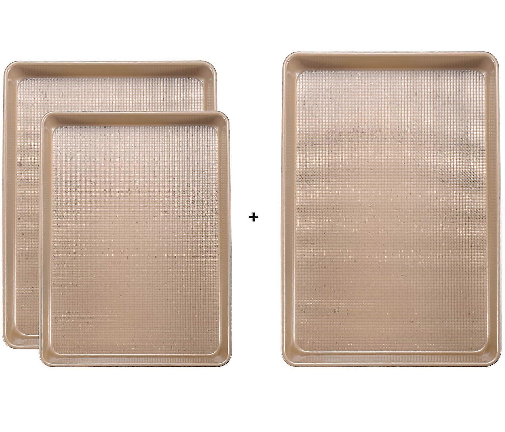 3 Piece Nonstick Baking Pan Set for Oven Baking in 9x13in, 10x15in, 13x18in Sizes