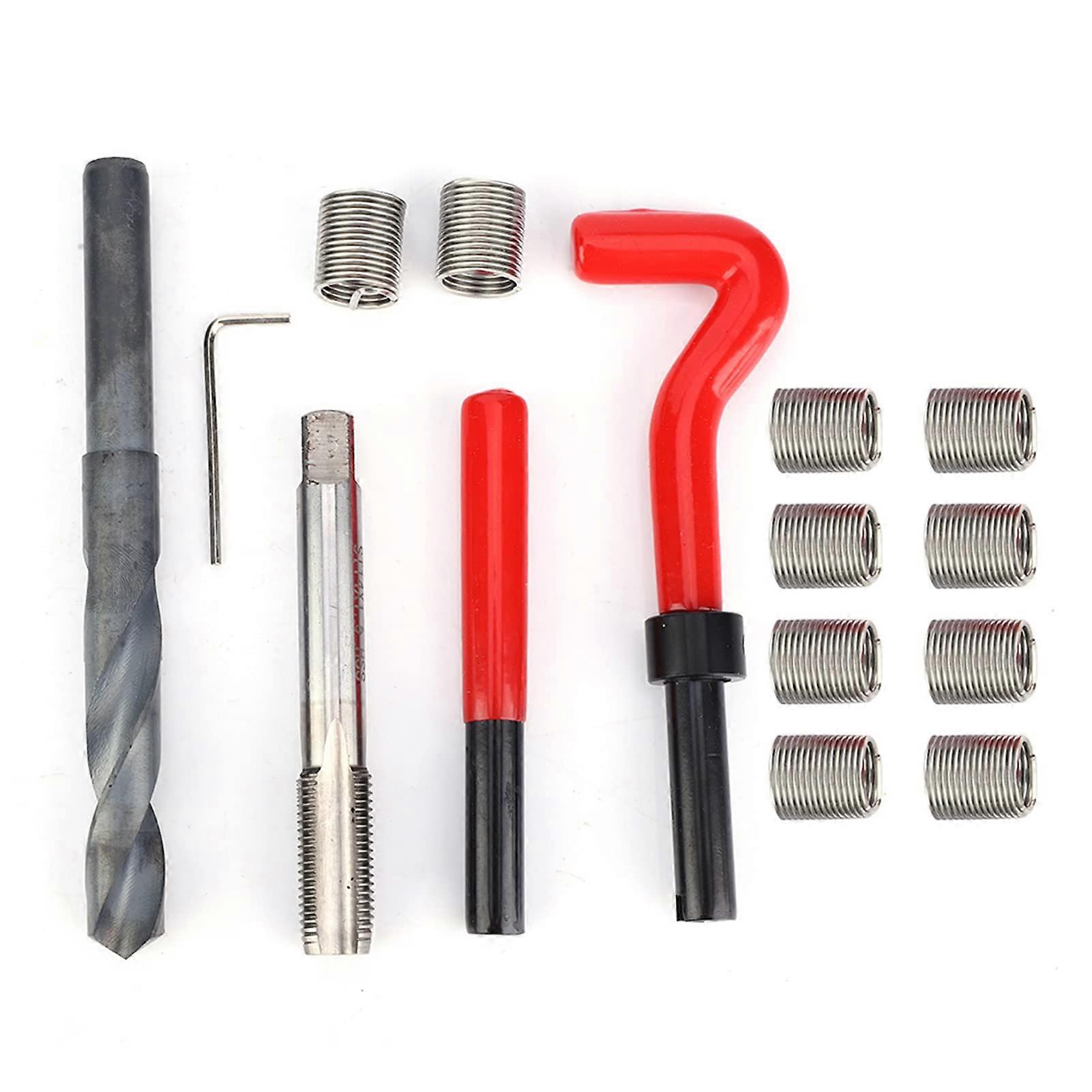 Thread Repair Kit 15Pcs M14x1.5 Female Thread Inserts Rethreading Drill Bits Tool Set with Portable Storage Box for Machinery