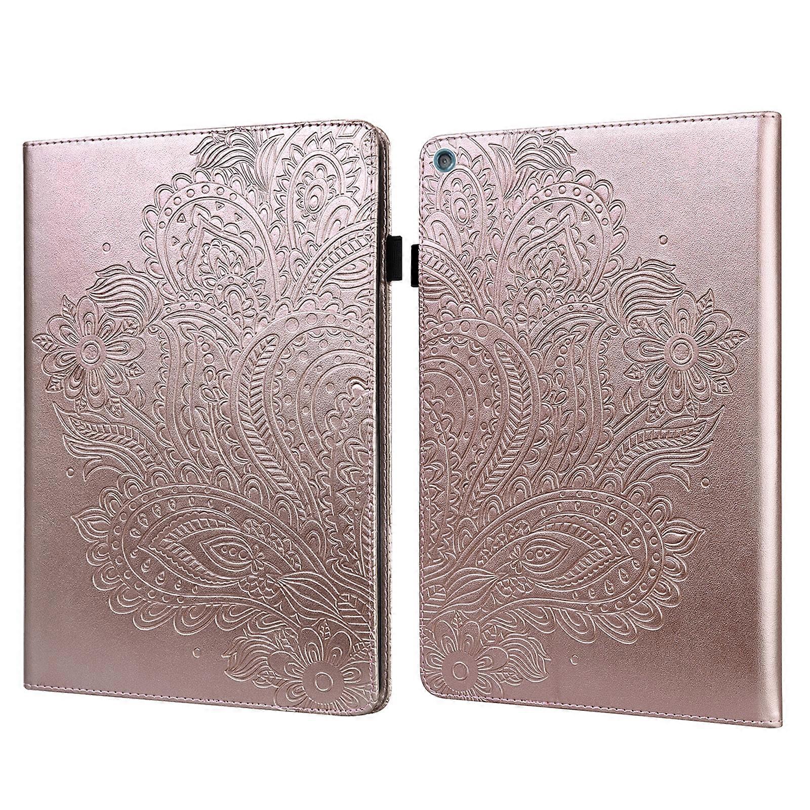 For Amazon Fire HD 10 2017 / 2019 Peacock Embossed Pattern Leather Tablet Case with Sleep / Wake-up Function