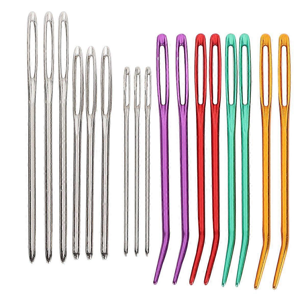 Yarn Needles Large-Eye Blunt Aluminum Bent Tip for Knitting