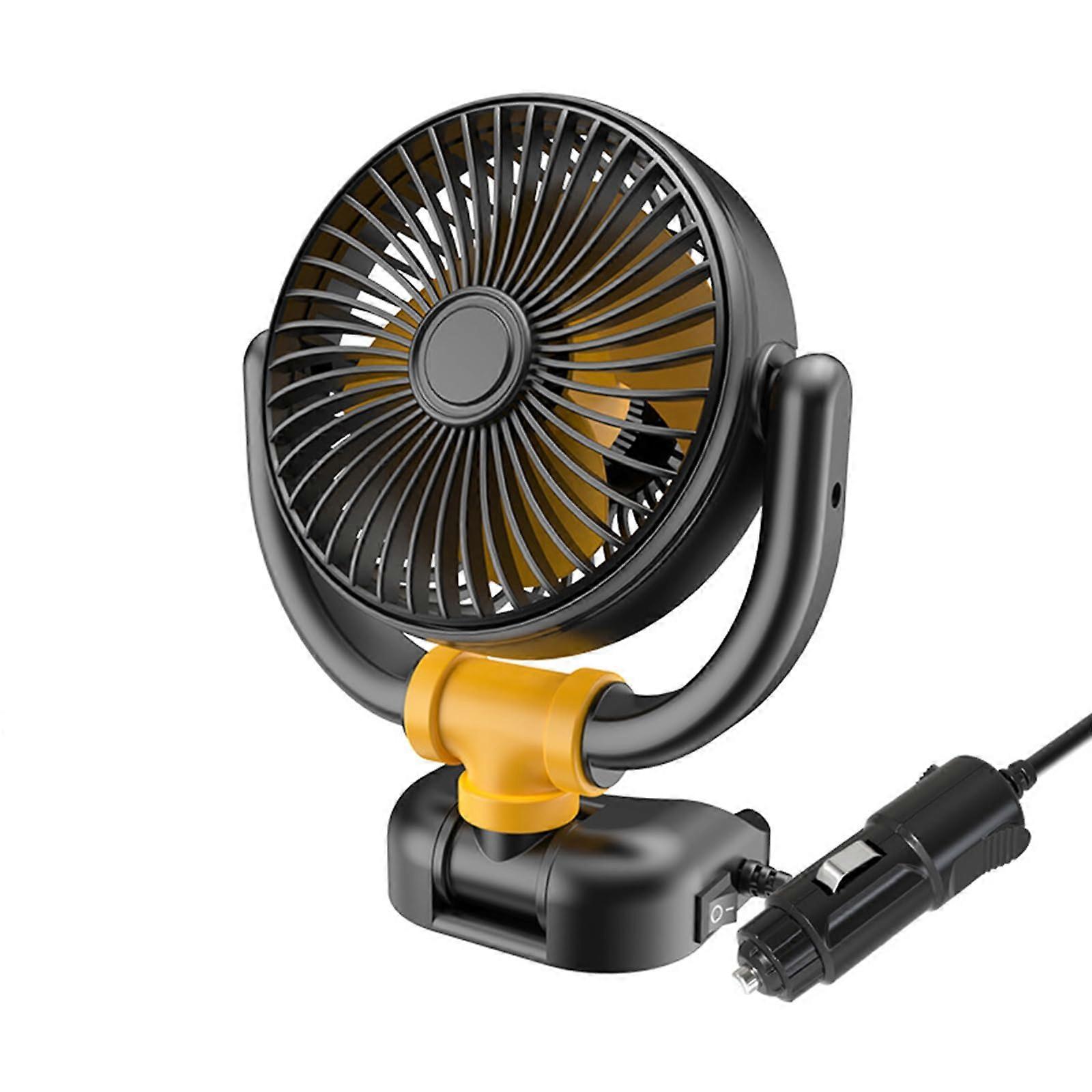 Upgraded Double Head USB Fan 12V 24V for Car and Home, 360° Rotation, 2 Speed, Portable Desk Cooling Fan