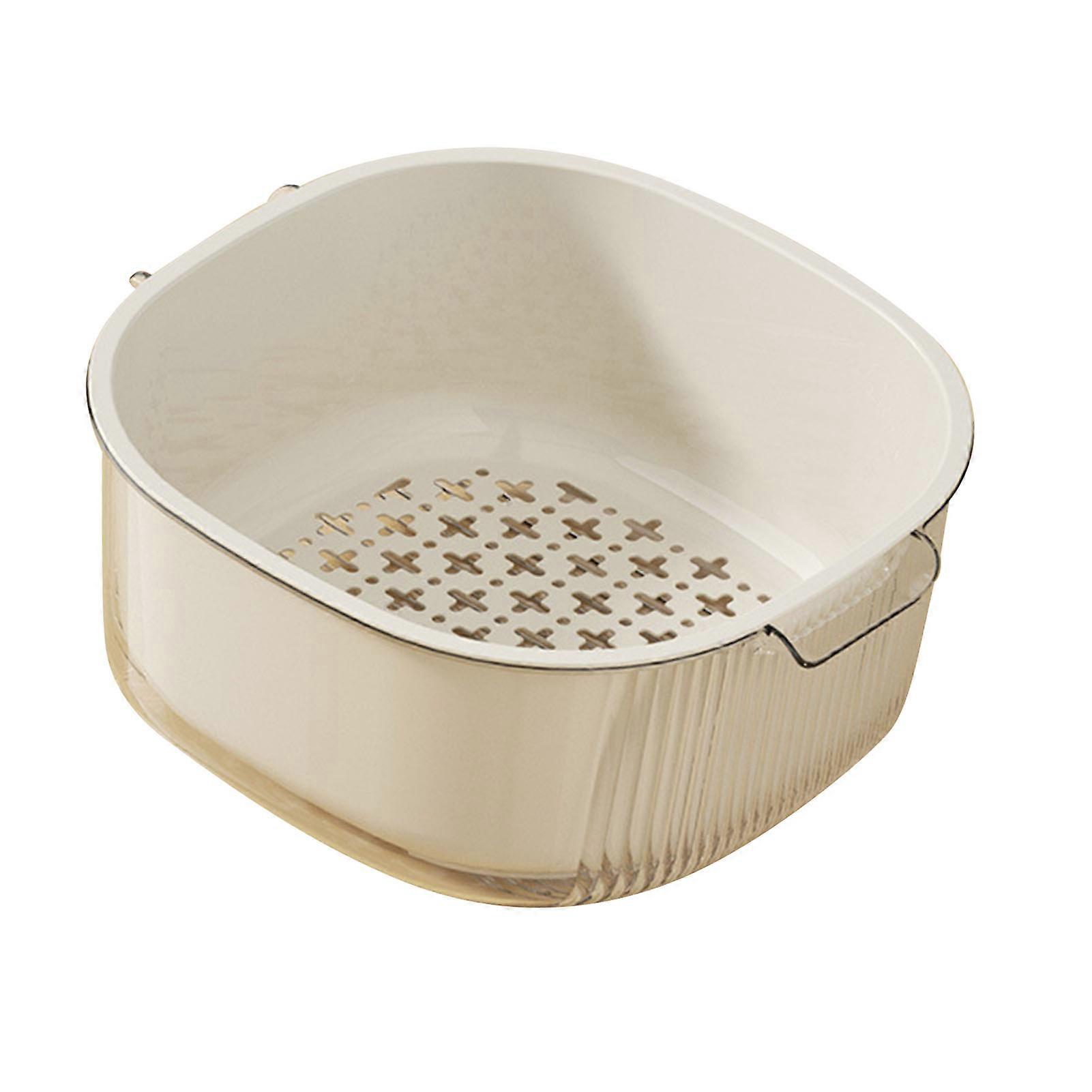 Double Layer Colander Bowl Thickened Plastic Multifunctional Vegetable Fruit Washing Strainer for Kitchen