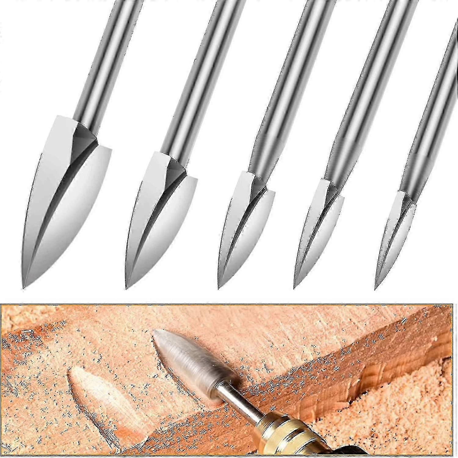 5pcs Wood Engraving Tool Set - 3mm Shank Rotary Bits for Craft and DIY Projects