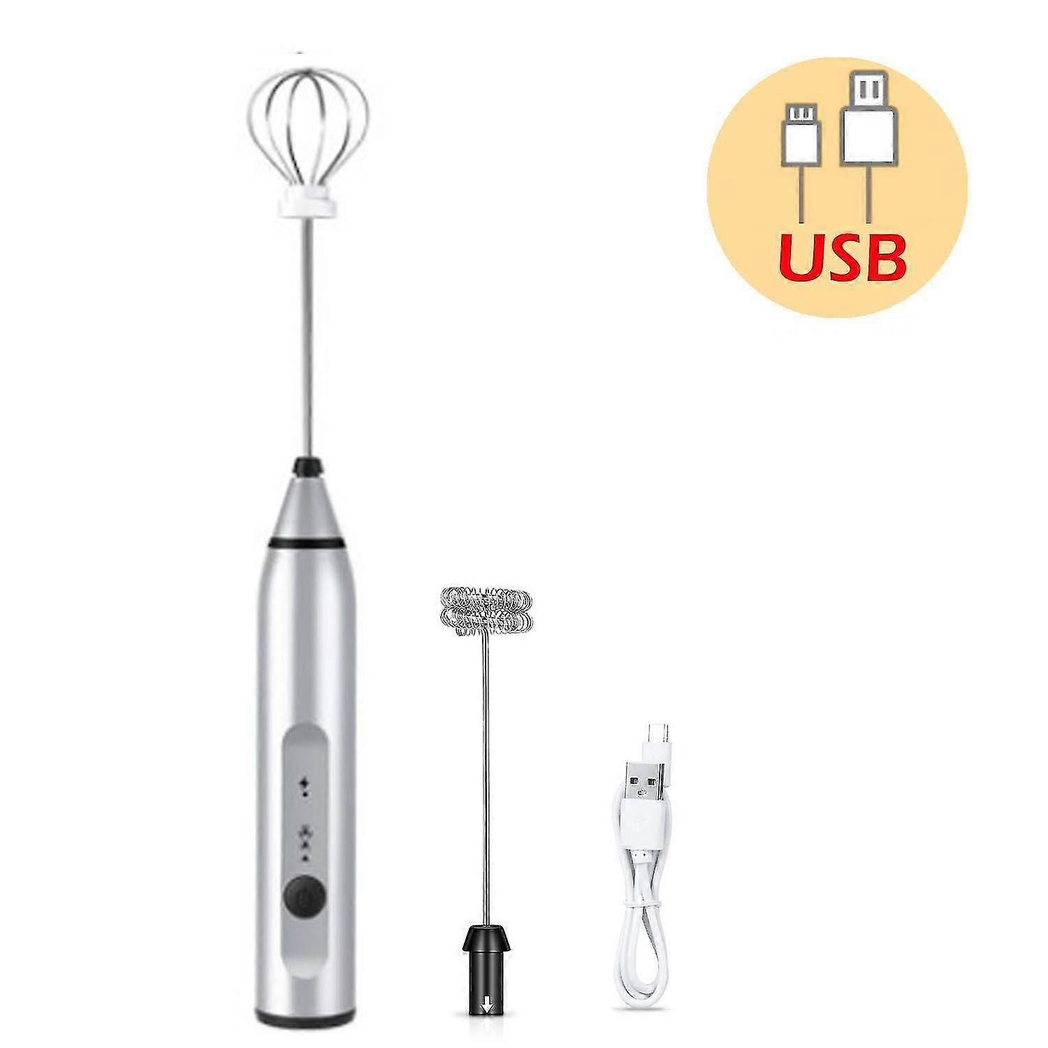 Elektrisk mælk Frother Usb genopladelig, piskeris, frother, sort