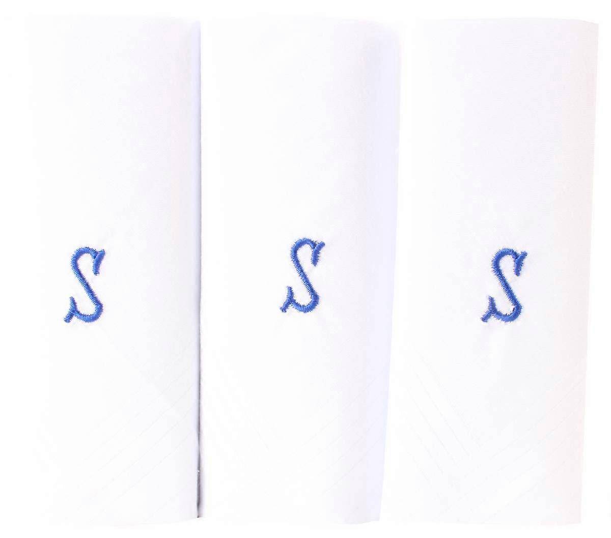 David Van Hagen S Initial 3 Pack Handkerchief - White/Blue