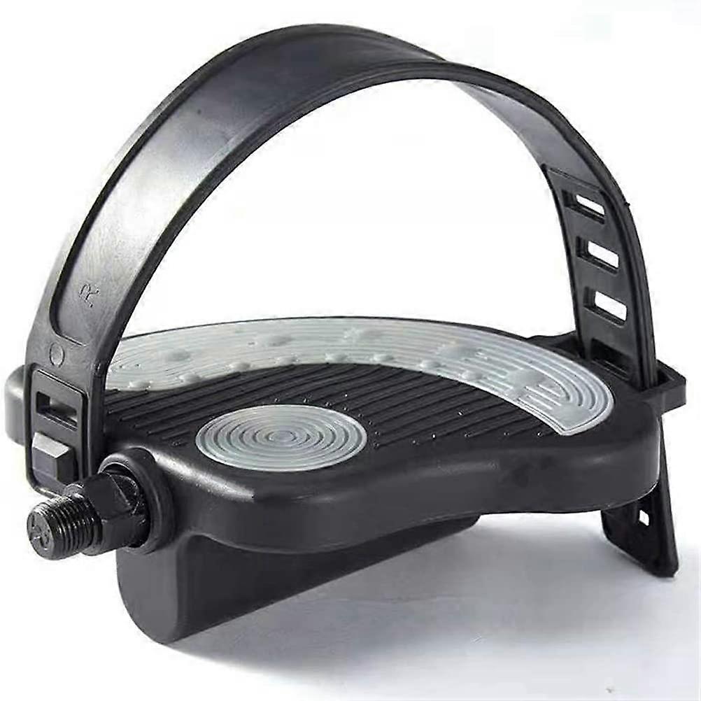 1 Pair Bike Pedals with Adjustable Rubber Straps and Non-Slip Toe Clips for Spin and Mountain Bikes