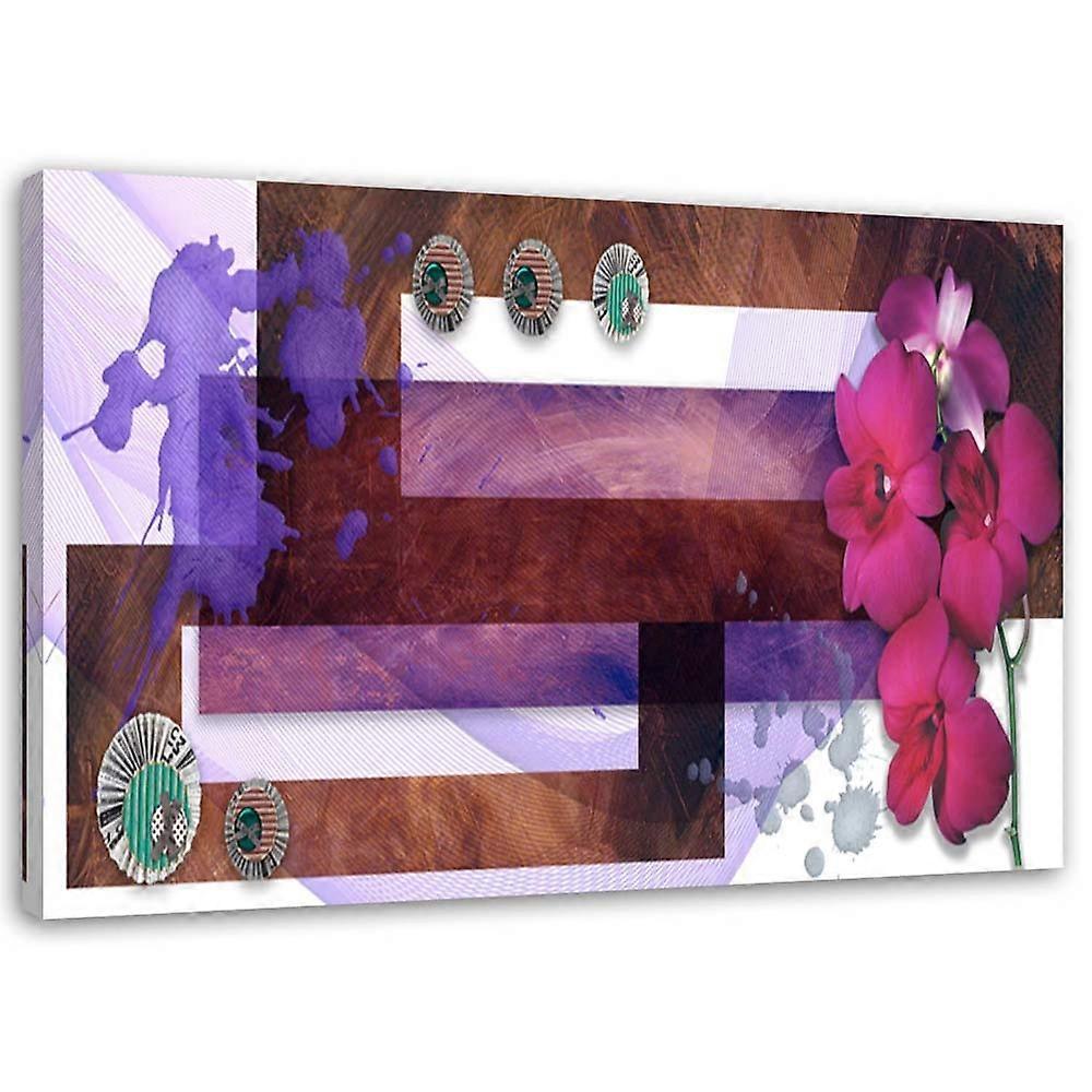 Lienzo, Composición geométrica con una orquídea - 60x40
