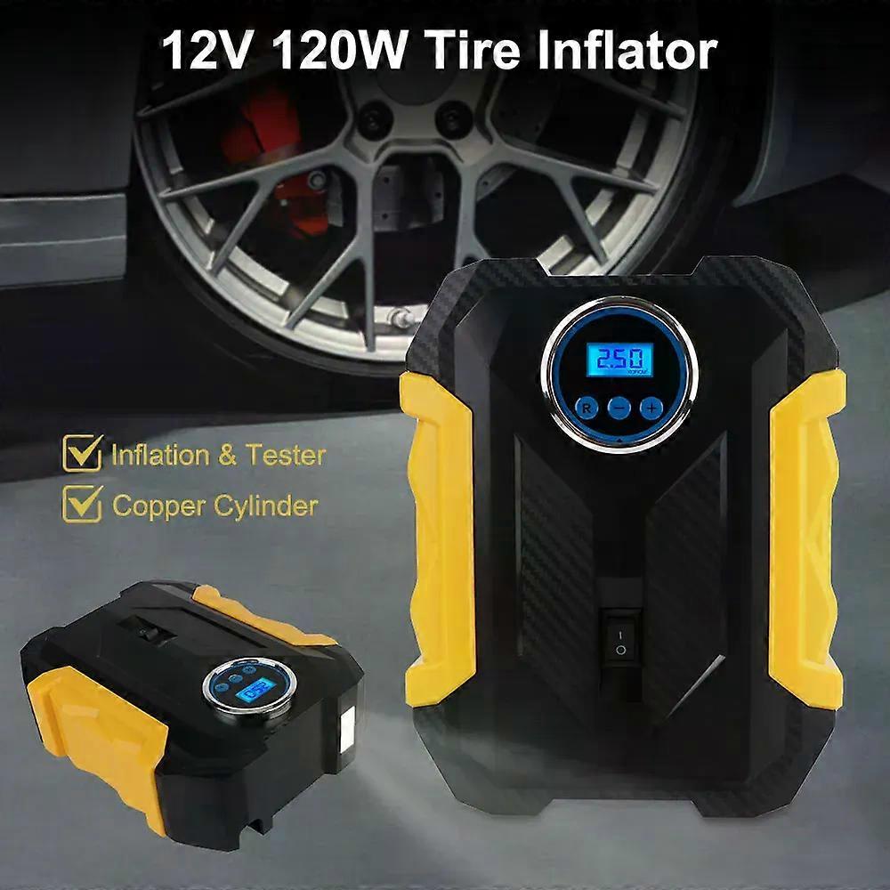 con Air Compressor Portable Cigar Lighter Plug Digital 150PSI 120W Tire Inflator Air Pump LCD Display With LED Light 12V