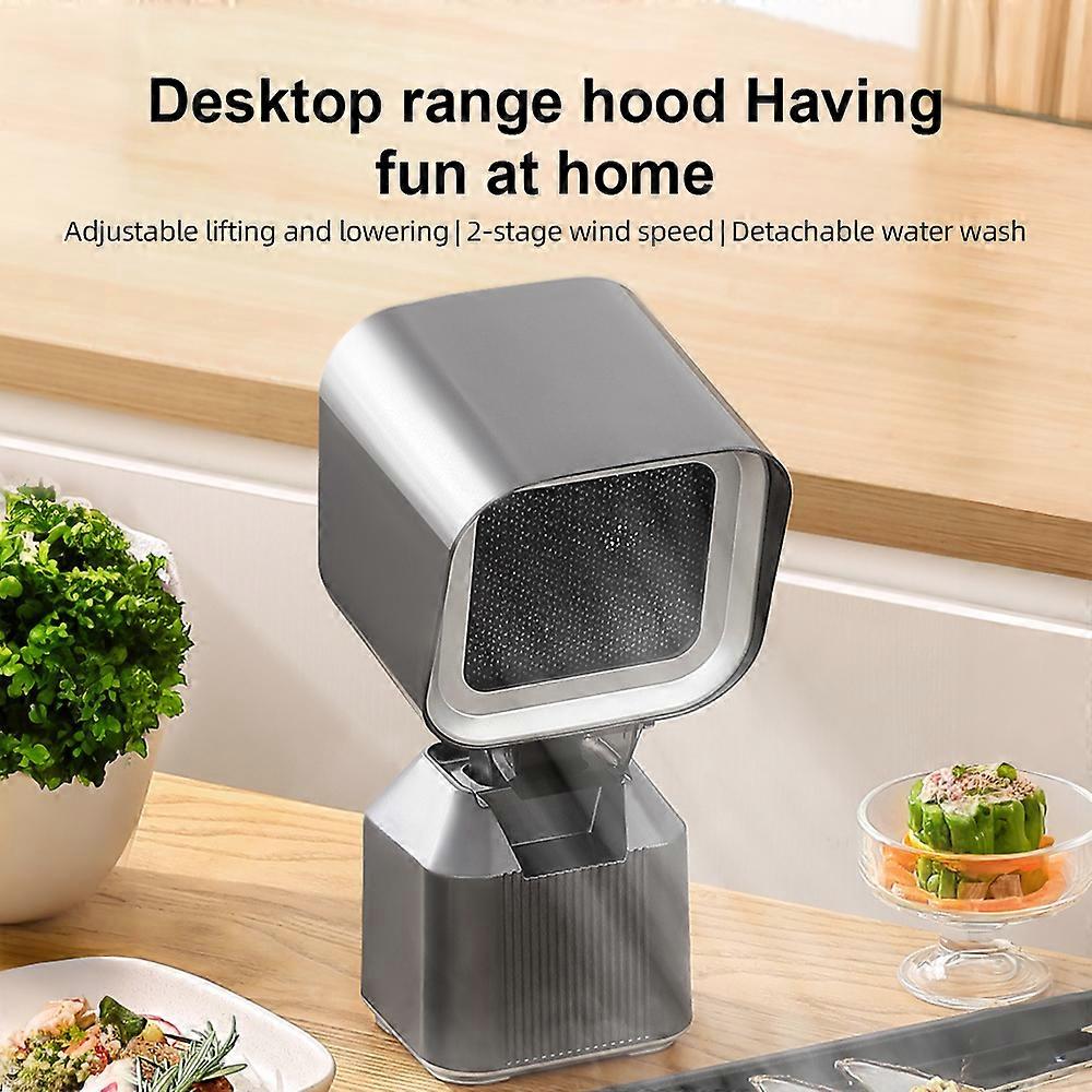 Tragbare Dunstabzugshaube mit 2 Windgeschwindigkeiten 3600 U / min Saugleistung Winkel und Höhe einstellbar Abnehmbarer Doppelschicht-Filter-Mesh-Desktop-Küchenauspuff