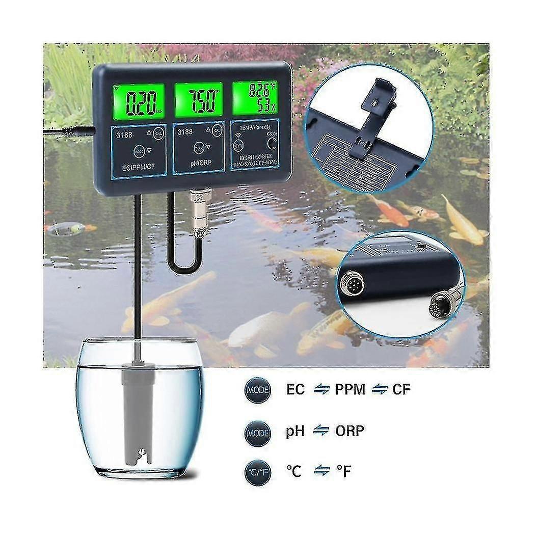 Tuya Wifi 7 In 1 Water Quality Tester Multi-parameter Water Analyzer Digital Ph/orp//temperature Mo