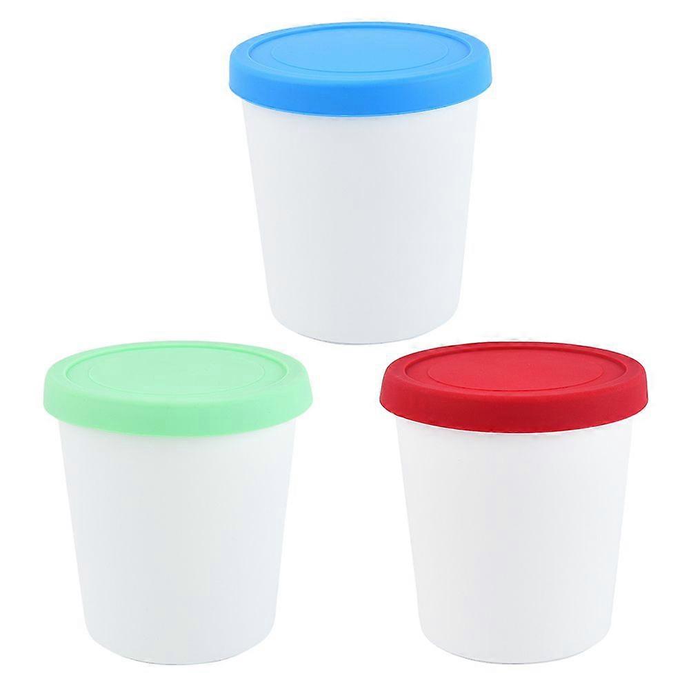 3pcs Ice Cream Storage Buckets Round Ice Cream Containers Freezer Ice Cream Barrels