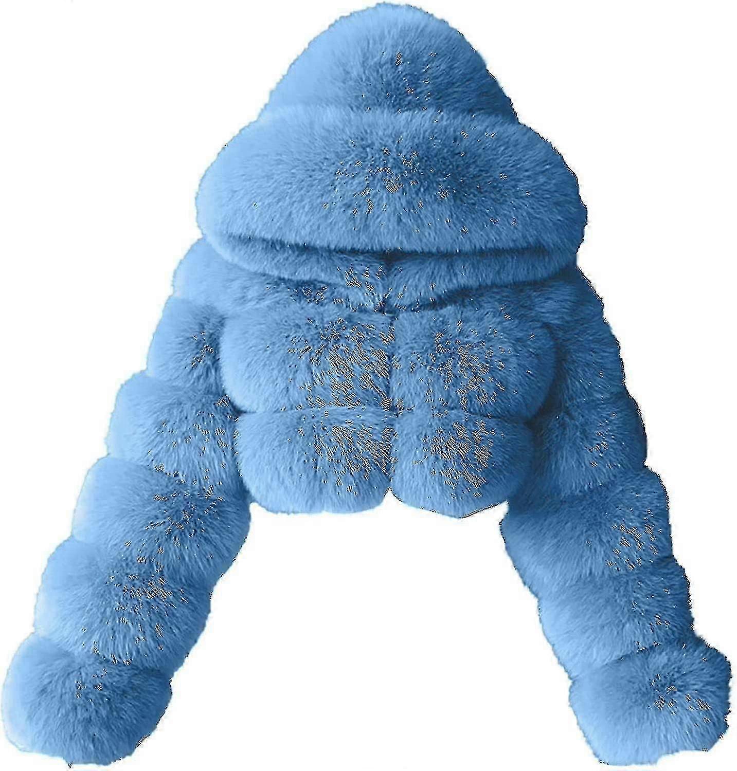 فو معطف الفرو النساء مع هود اقتصاص معاطف فقاعة الصوف قصيرة السترات الدافئة بالإضافة إلى حجم معاطف الشتاء للنساء