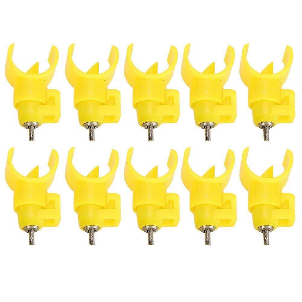 Poultry Drinking Fountain With Ball Valve, Durable Drinker For Chickens And Quail, Yellow, 10-Piece Pack