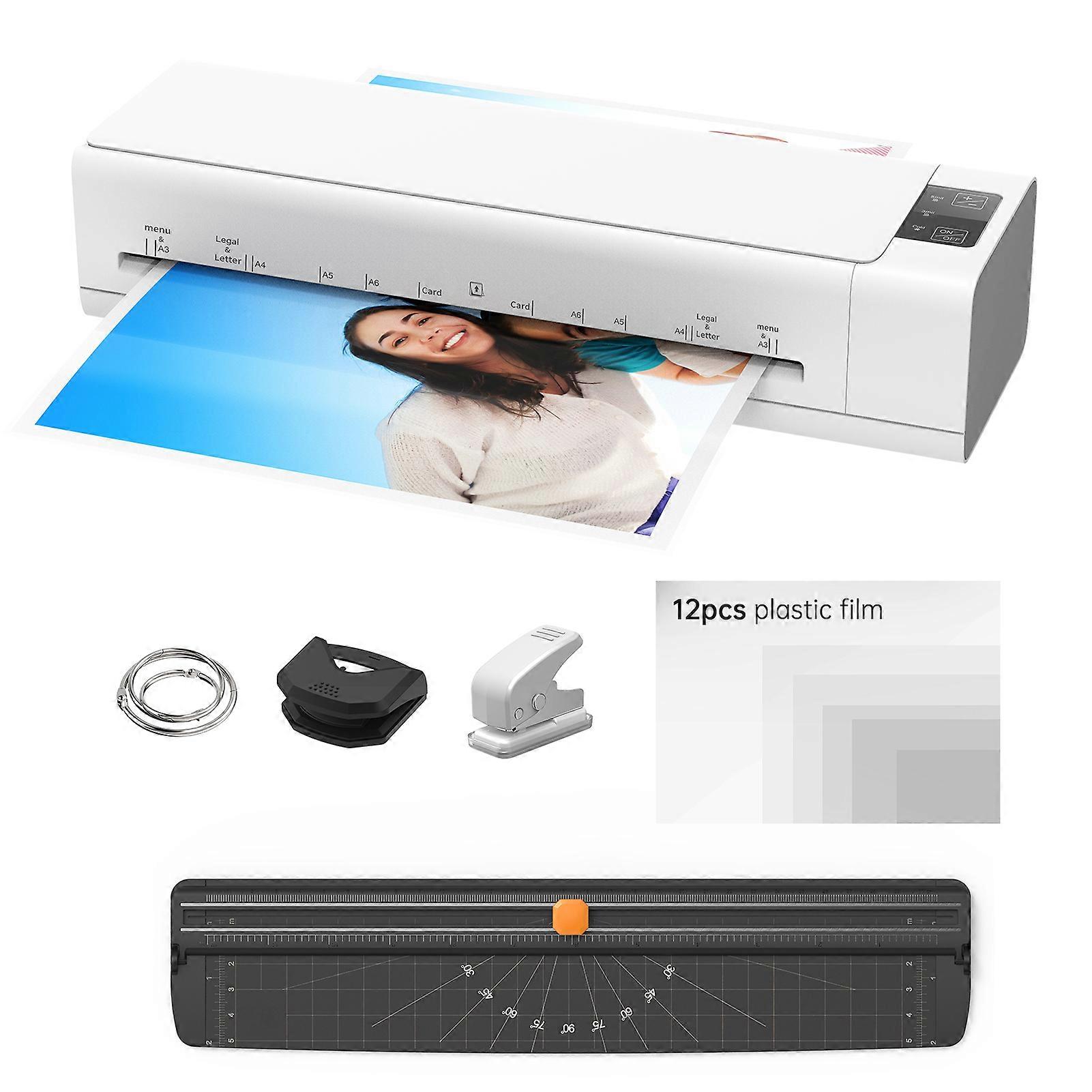 Desktop Laminator Machine Set A3 Size Multifunctional Hot and Cold Lamination 2 Roller System 12.5 inches Max Width with Paper Cutter Trimmer Rounder