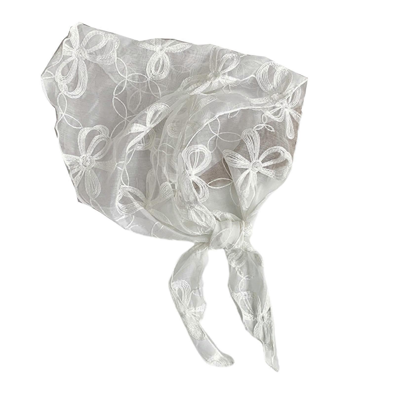 Summer Lace Scarf For Women Stylish Triangular Accessory Breathable Foldable Design For Travel & Daily Use  White