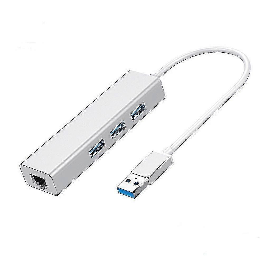 4 in 1 USB 3.0 Data Hub with 3 Ports and RJ45 Compatible with Various Tablets and Laptops