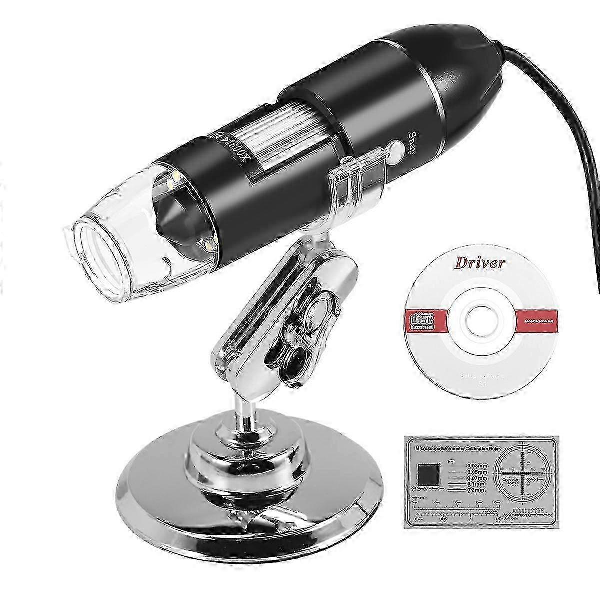 3-in-1 USB Digital Microscope, 1600X Magnification, Endoscopic Camera with PC Bracket
