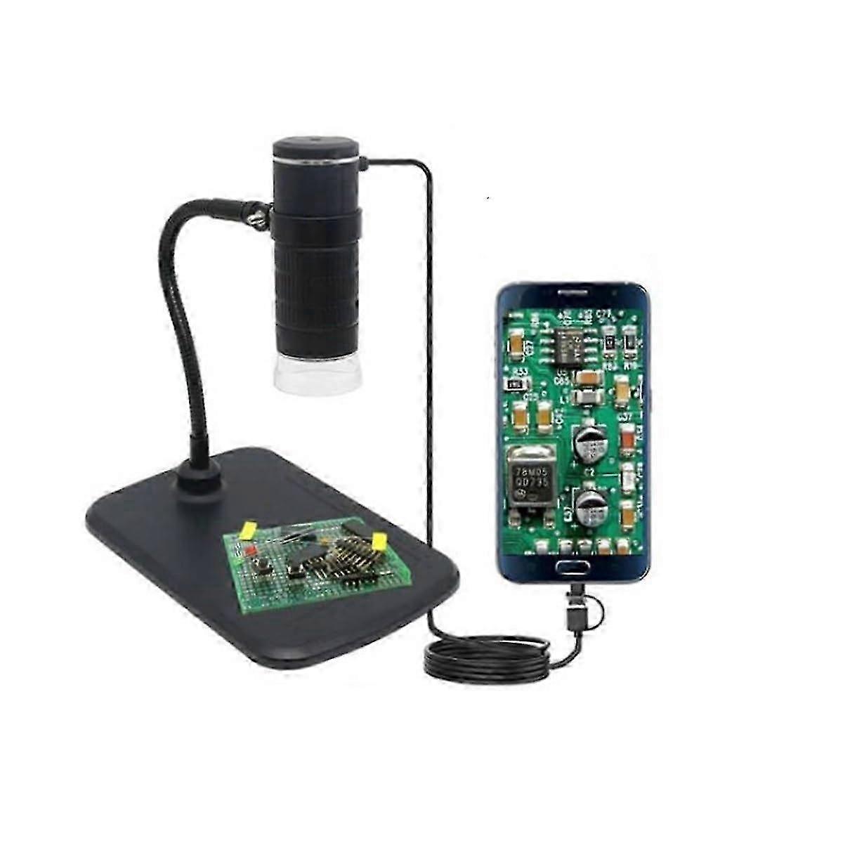 USB Digital Mikroskopsats Med 1000X Förstoring, 3 i 1 Design, Inbyggd 8 Justerbara LED-lampor och Mikroskoplinsadaptrar för Enhanc