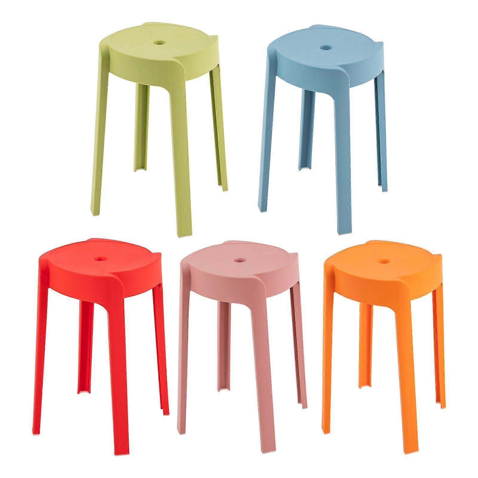 Plastic Stackable Stools, 18 Inch Round, Colorful Stacking Stools for Classroom, 5/10 Pack
