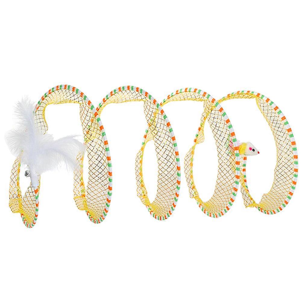 Cat Toys With Tunnel Interactive Cat Tunnel Toy For Pet Interaction Cats Yellow 65.00X25.00X25.00CM Exercise 1Set