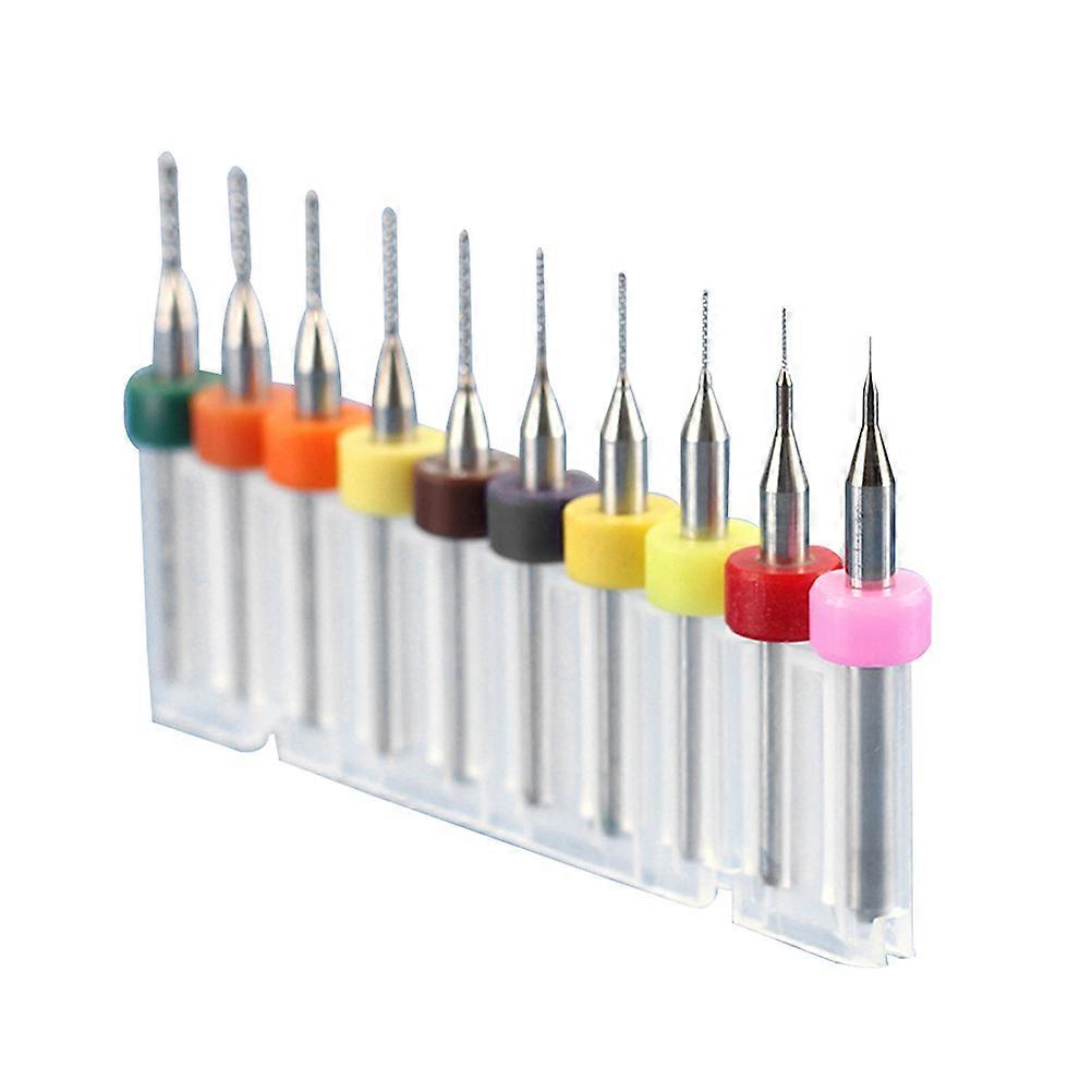 Carbide Drill Bit Set Drilling for Woodworking Cnc Rotary Tool Assorted Color 2.1mm to 3.0mm 10 Pcs