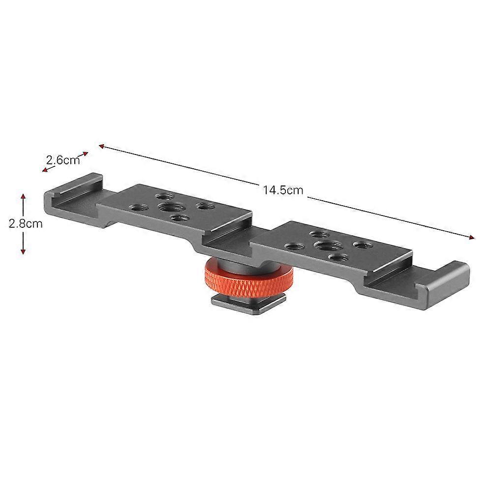 Aluminum Triple Cold Shoe Mount for Camera - Microphone & LED Light Bracket, Durable