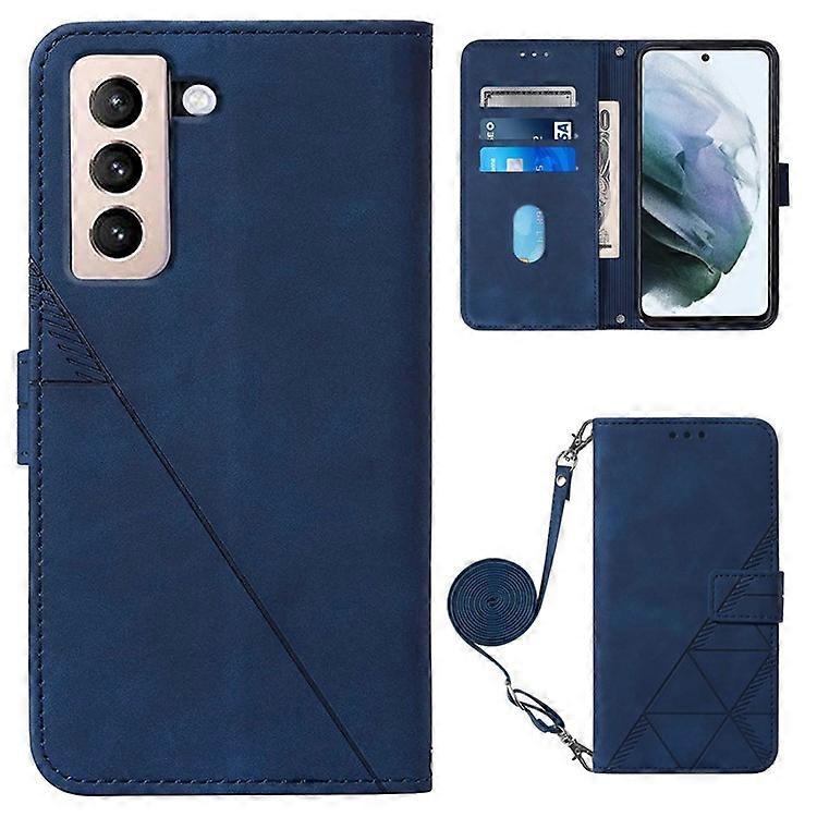 PB2-1 Series Lines Imprinting PU Leather 360 Degree Protective Stand Wallet Phone Cover Case with Shoulder Strap Compatible For Sa